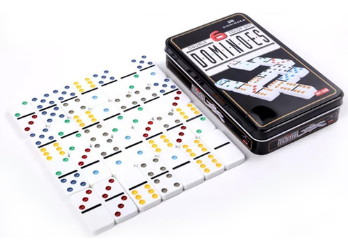 Jogo Domino Profissional Osso Colorido 28 Peças Com Estojo